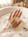 Bague Fleur Dorée Perles